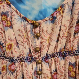 EUC Vintage Cream Floral Semi Sheer Princy Top Small